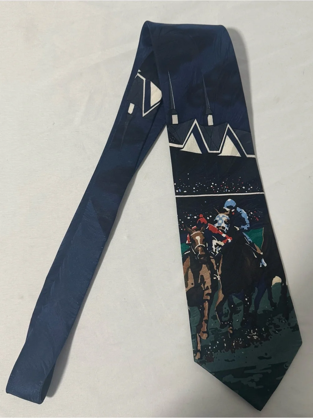 100% Pure Silk Tie Handmade  Limited Edition Kentucky Derby Collectible Jockey